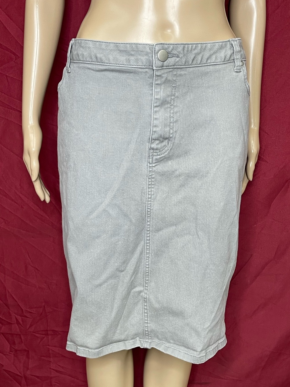 Jupe De Abby Gray Denim Straight Pencil Midi Skirt Size 3X